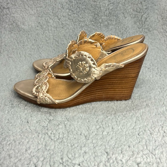 Jack Rogers Luccia Wedge Sandal Size 7 Stardust Leather Excellent Condition - Picture 2 of 6